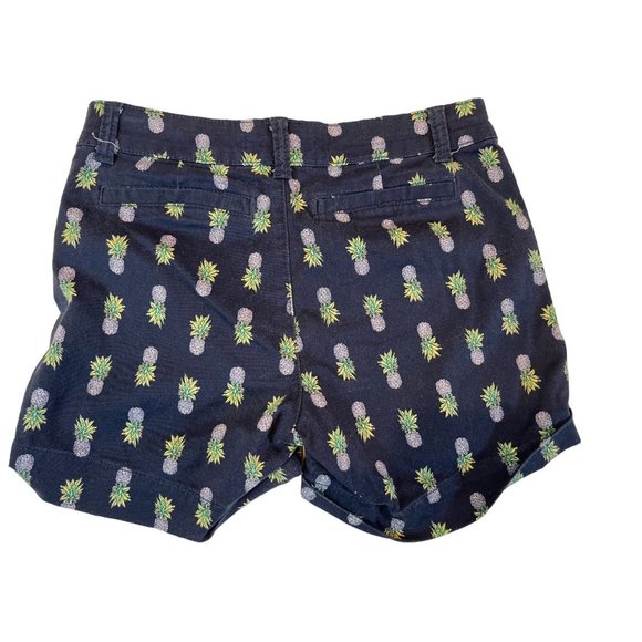 So Women's Favorite Midi Shorts Low Rise Pineapple Print Navy Blue Size 1 - Picture 2 of 9